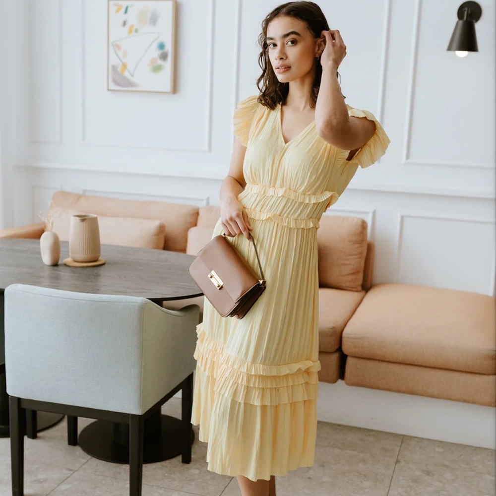 Mad About Style - Yellow Ruffled Tiered Maxi Dress